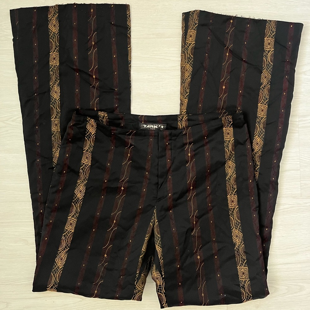 Wide Leg Tark '1 Paris black and gold vertically striped boho pants size L